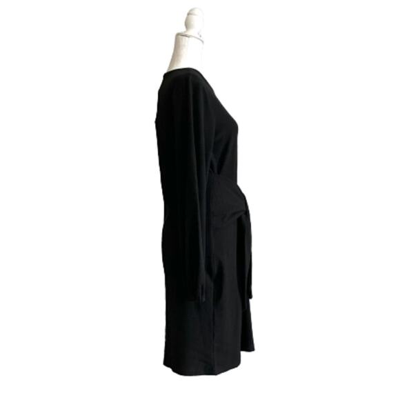 Fashion Dress Black Long Lantern Sleeve Crewneck Tie Waist Mini Dress Medium NEW - Picture 7 of 12